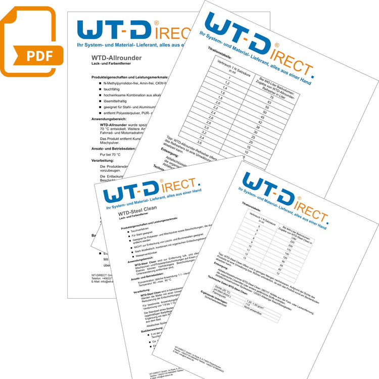 Wassertransferdruck Datenblätter